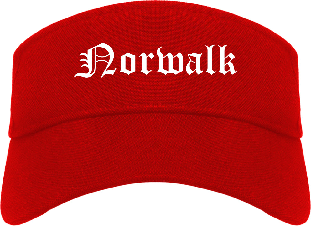 Norwalk Iowa IA Old English Mens Visor Cap Hat Red