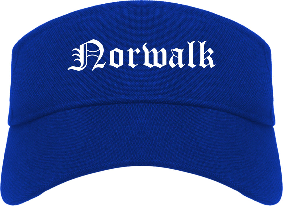 Norwalk Ohio OH Old English Mens Visor Cap Hat Royal Blue