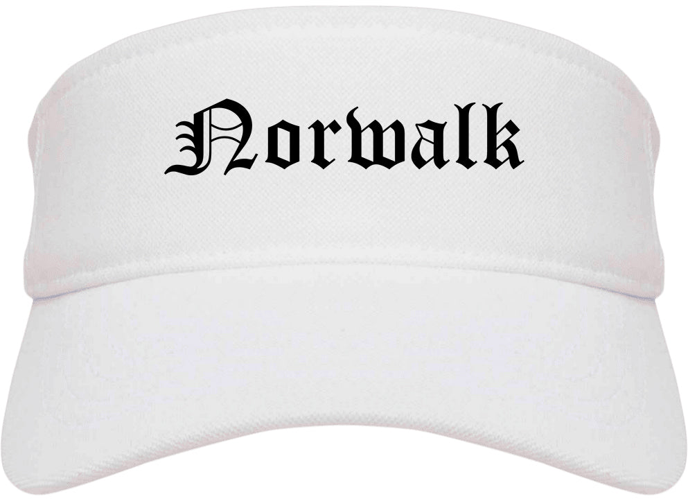 Norwalk Ohio OH Old English Mens Visor Cap Hat White
