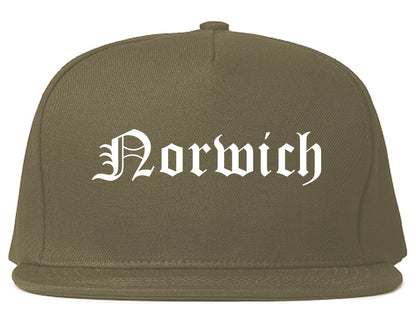 Norwich Connecticut CT Old English Mens Snapback Hat Grey