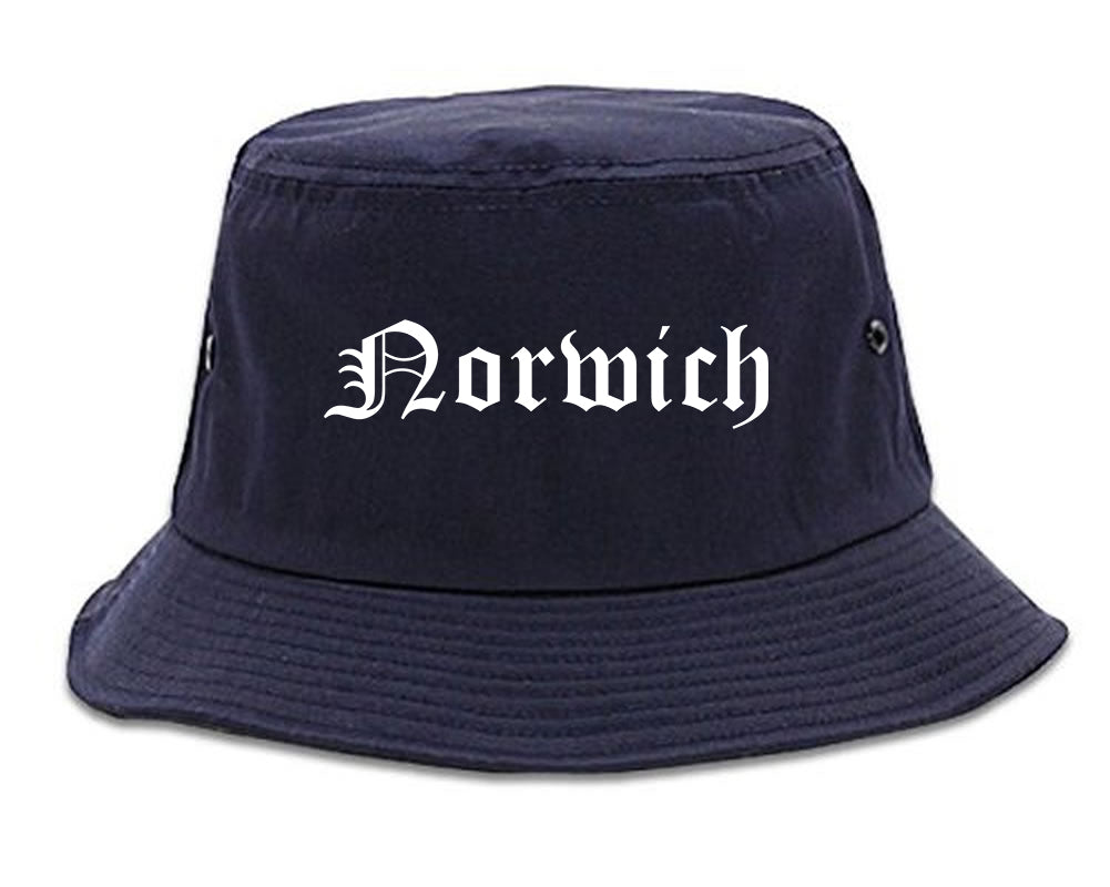 Norwich Connecticut CT Old English Mens Bucket Hat Navy Blue