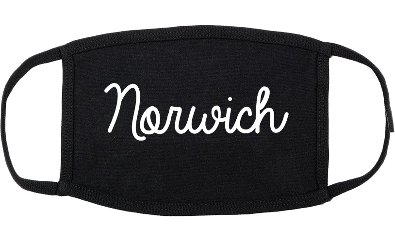 Norwich Connecticut CT Script Cotton Face Mask Black