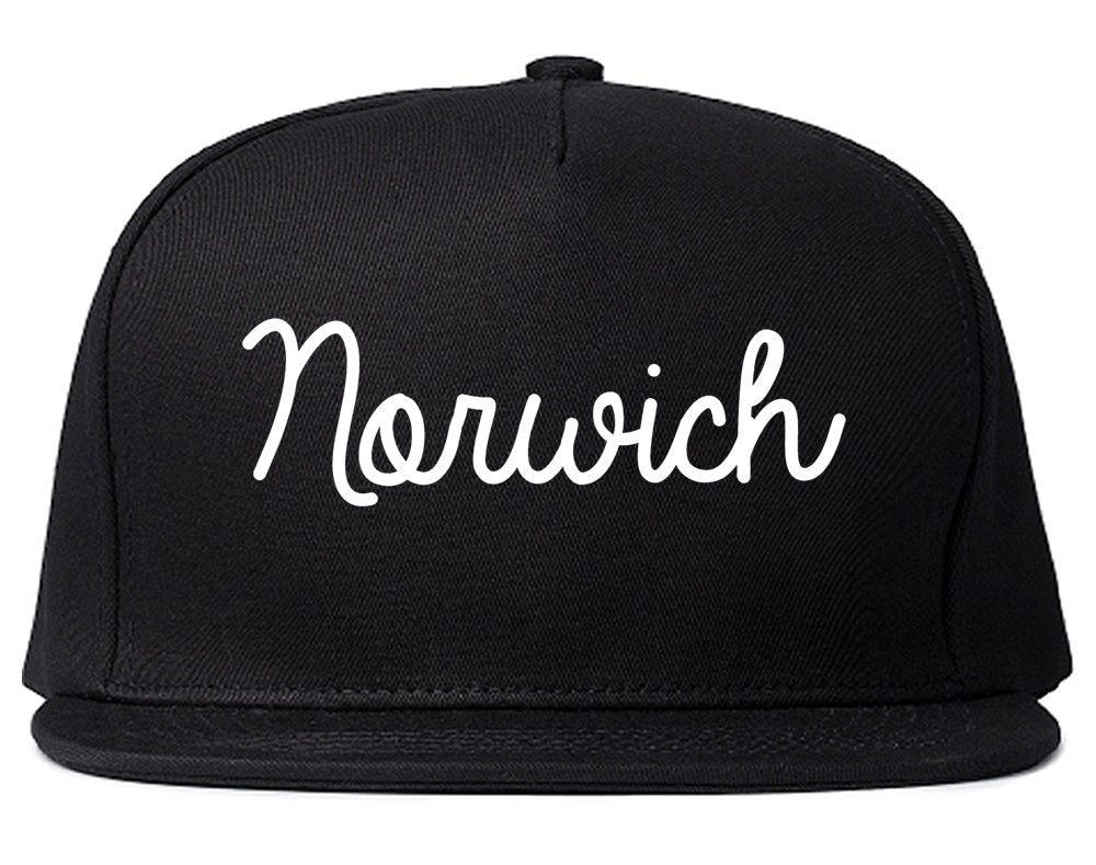 Norwich Connecticut CT Script Mens Snapback Hat Black