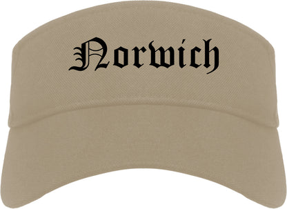 Norwich Connecticut CT Old English Mens Visor Cap Hat Khaki