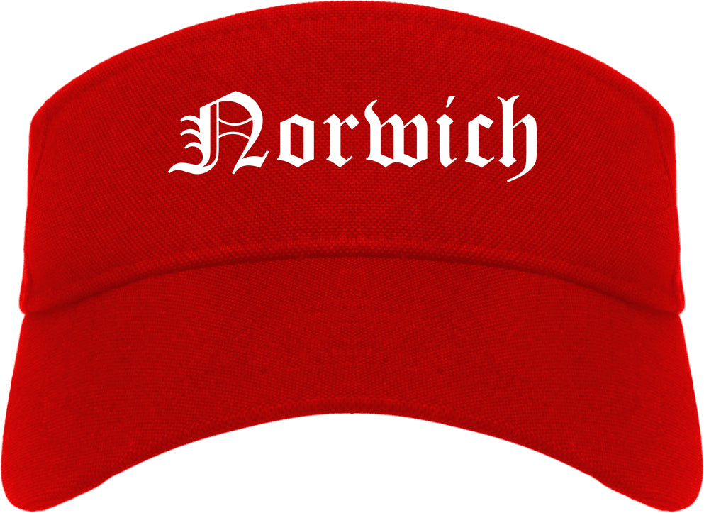 Norwich Connecticut CT Old English Mens Visor Cap Hat Red
