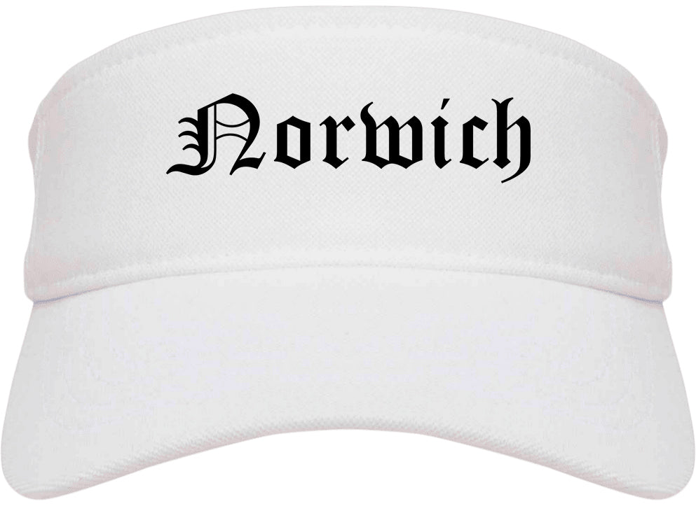 Norwich Connecticut CT Old English Mens Visor Cap Hat White
