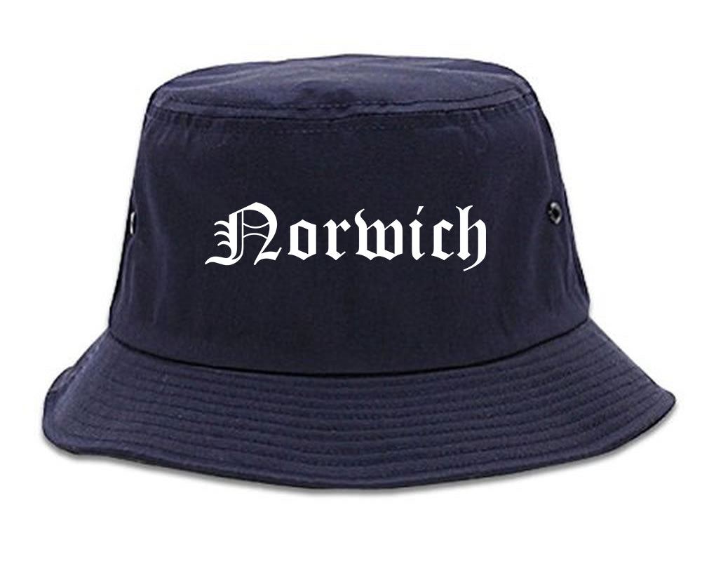 Norwich New York NY Old English Mens Bucket Hat Navy Blue