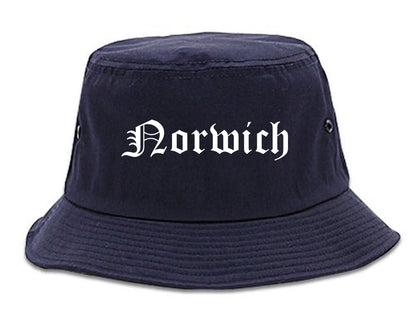 Norwich New York NY Old English Mens Bucket Hat Navy Blue