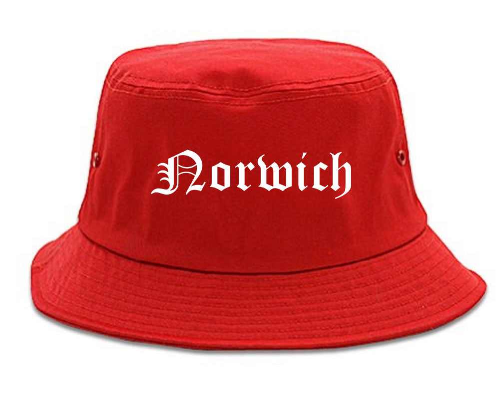 Norwich New York NY Old English Mens Bucket Hat Red