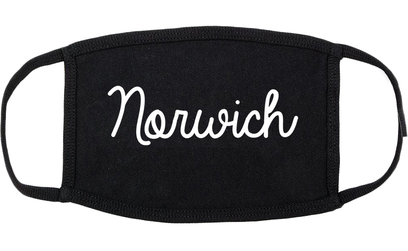 Norwich New York NY Script Cotton Face Mask Black