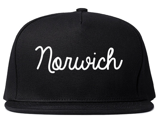 Norwich New York NY Script Mens Snapback Hat Black