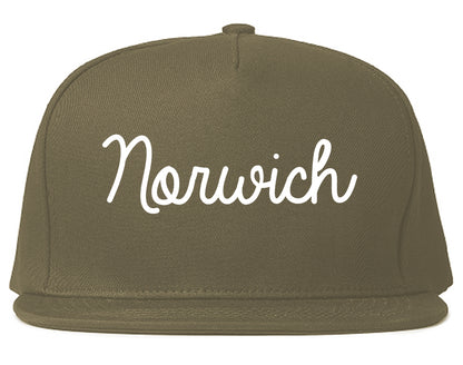 Norwich New York NY Script Mens Snapback Hat Grey