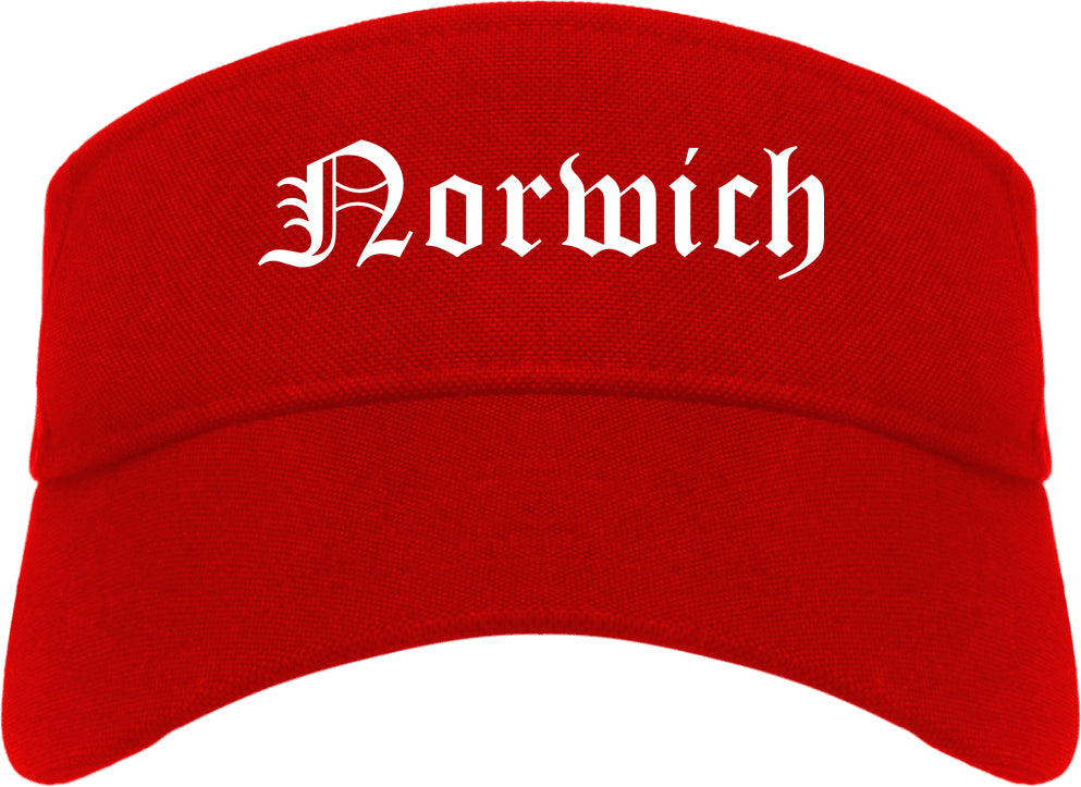 Norwich New York NY Old English Mens Visor Cap Hat Red