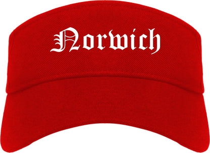 Norwich New York NY Old English Mens Visor Cap Hat Red