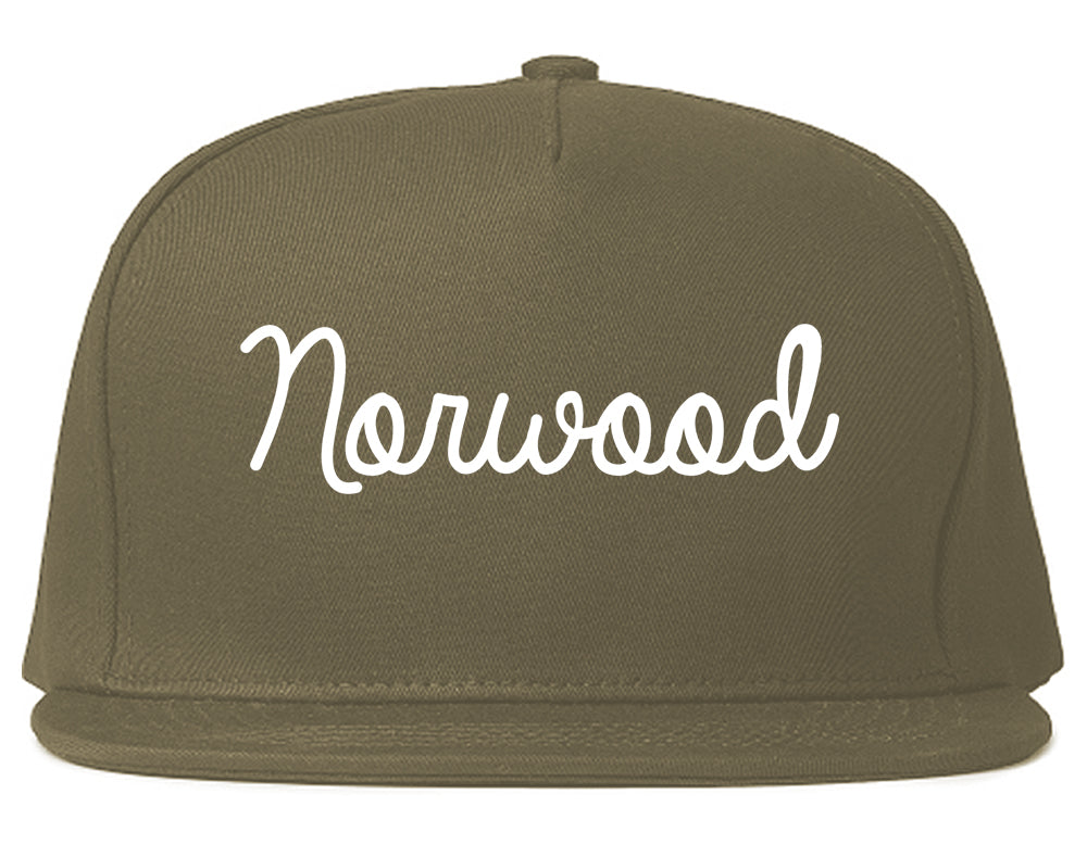 Norwood New Jersey NJ Script Mens Snapback Hat Grey