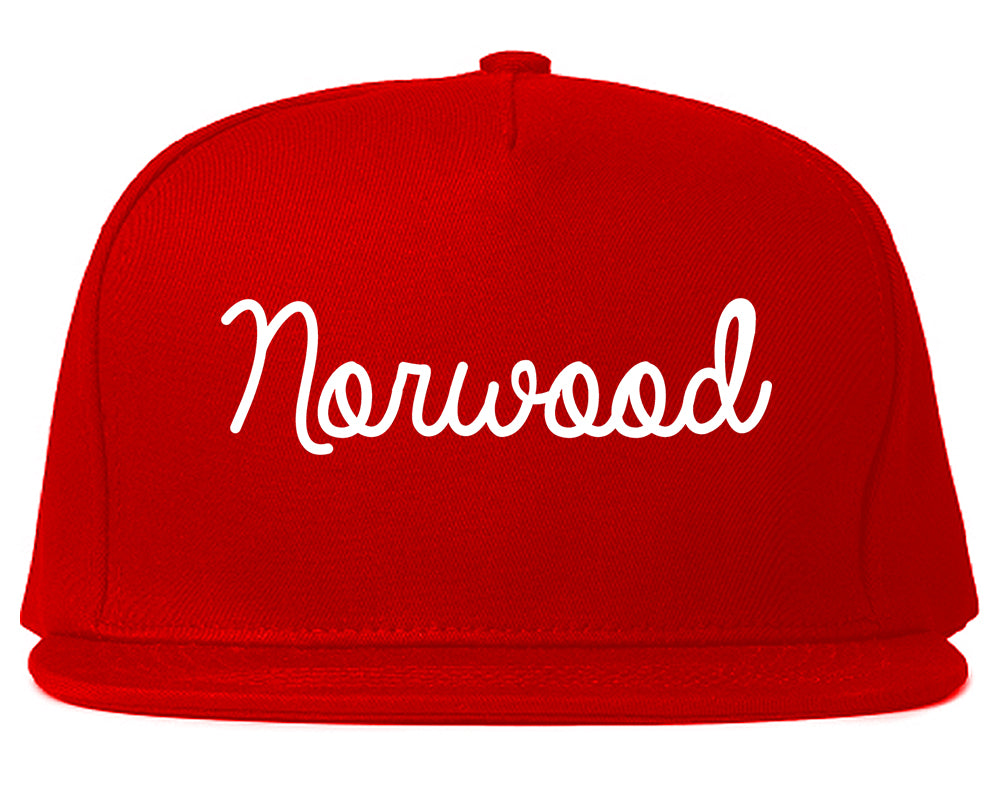 Norwood New Jersey NJ Script Mens Snapback Hat Red