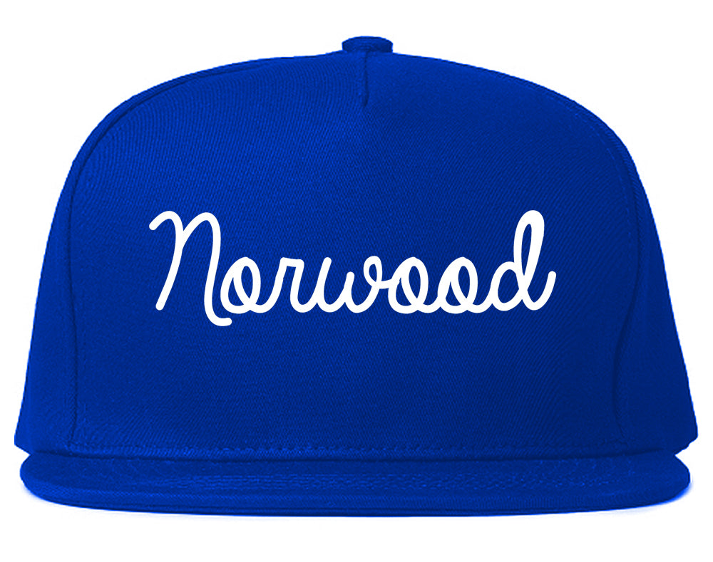 Norwood New Jersey NJ Script Mens Snapback Hat Royal Blue