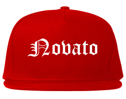 Novato California CA Old English Mens Snapback Hat Red