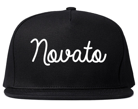 Novato California CA Script Mens Snapback Hat Black