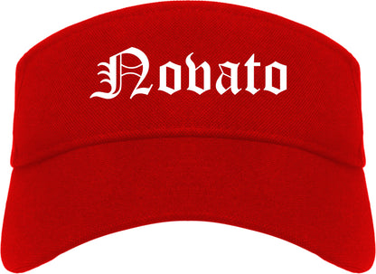Novato California CA Old English Mens Visor Cap Hat Red