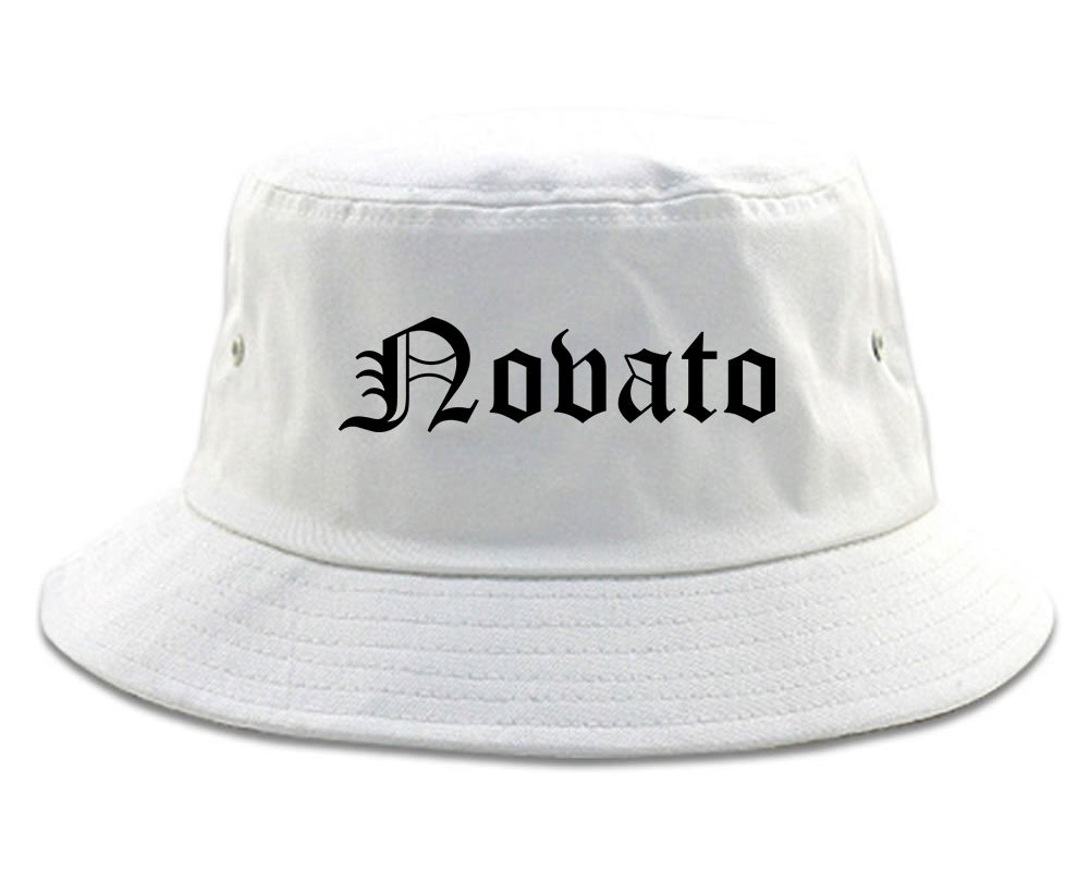 Novato California CA Old English Mens Bucket Hat White