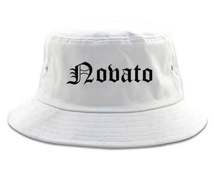 Novato California CA Old English Mens Bucket Hat White