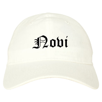 Novi Michigan MI Old English Mens Dad Hat Baseball Cap White