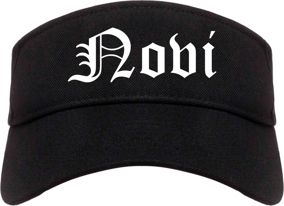 Novi Michigan MI Old English Mens Visor Cap Hat Black