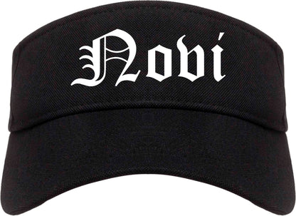 Novi Michigan MI Old English Mens Visor Cap Hat Black
