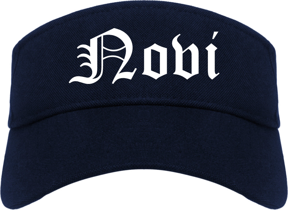 Novi Michigan MI Old English Mens Visor Cap Hat Navy Blue