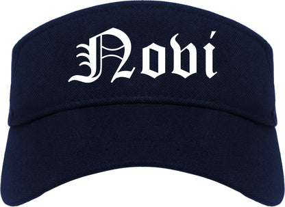 Novi Michigan MI Old English Mens Visor Cap Hat Navy Blue