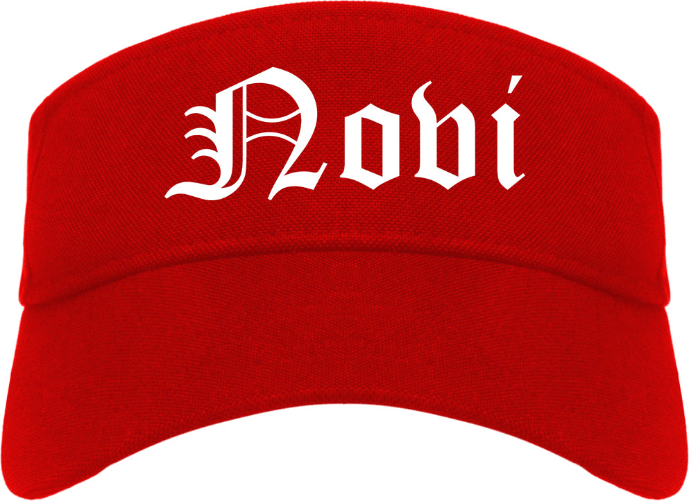 Novi Michigan MI Old English Mens Visor Cap Hat Red