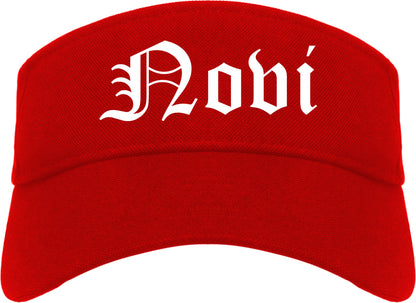Novi Michigan MI Old English Mens Visor Cap Hat Red
