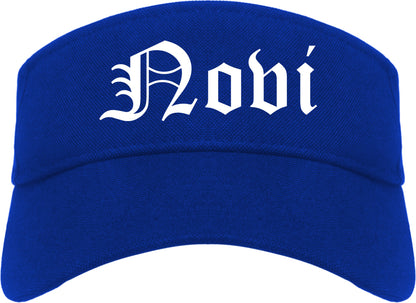 Novi Michigan MI Old English Mens Visor Cap Hat Royal Blue