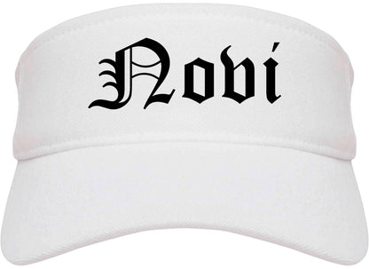 Novi Michigan MI Old English Mens Visor Cap Hat White