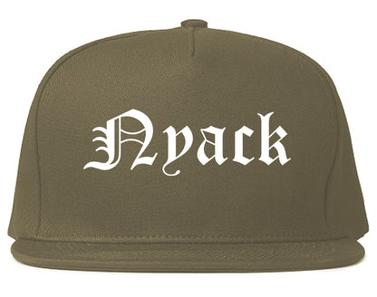 Nyack New York NY Old English Mens Snapback Hat Grey