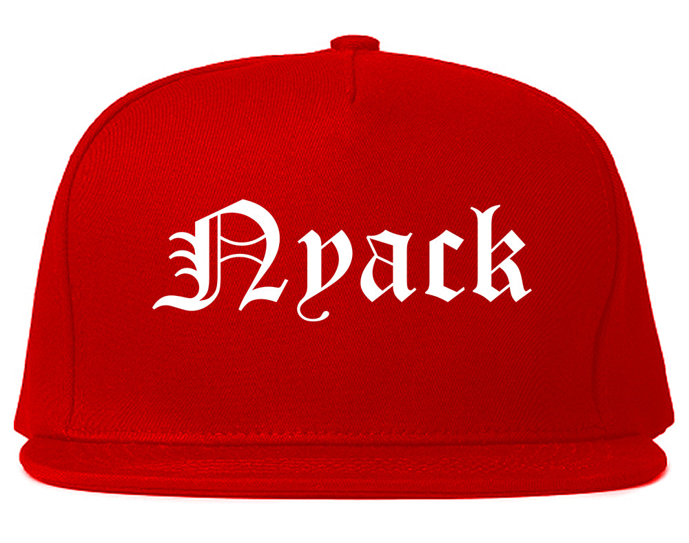 Nyack New York NY Old English Mens Snapback Hat Red