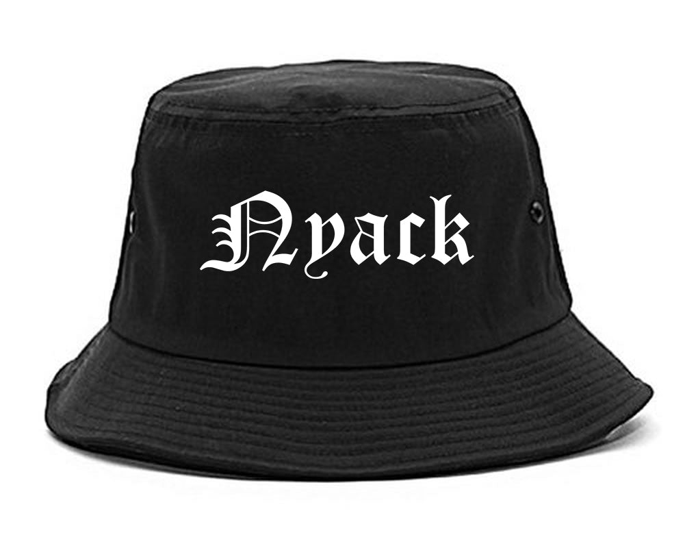 Nyack New York NY Old English Mens Bucket Hat Black