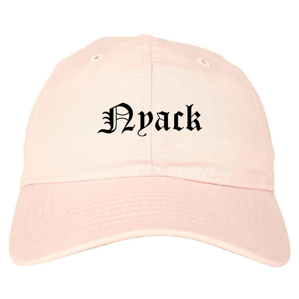 Nyack New York NY Old English Mens Dad Hat Baseball Cap Pink