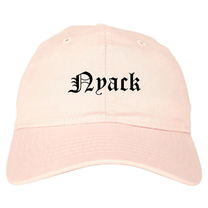 Nyack New York NY Old English Mens Dad Hat Baseball Cap Pink