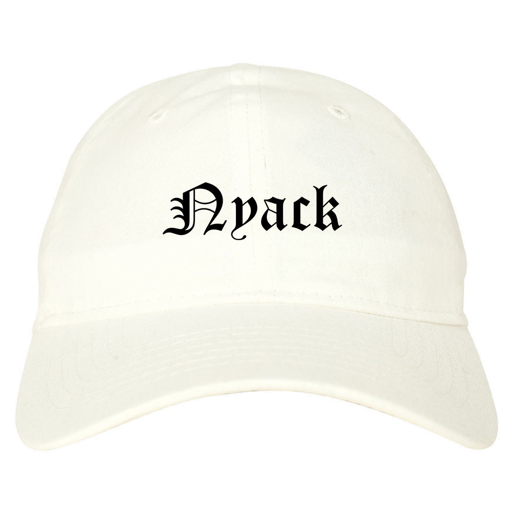 Nyack New York NY Old English Mens Dad Hat Baseball Cap White