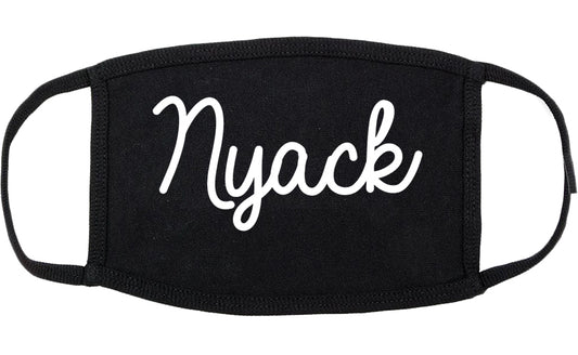 Nyack New York NY Script Cotton Face Mask Black