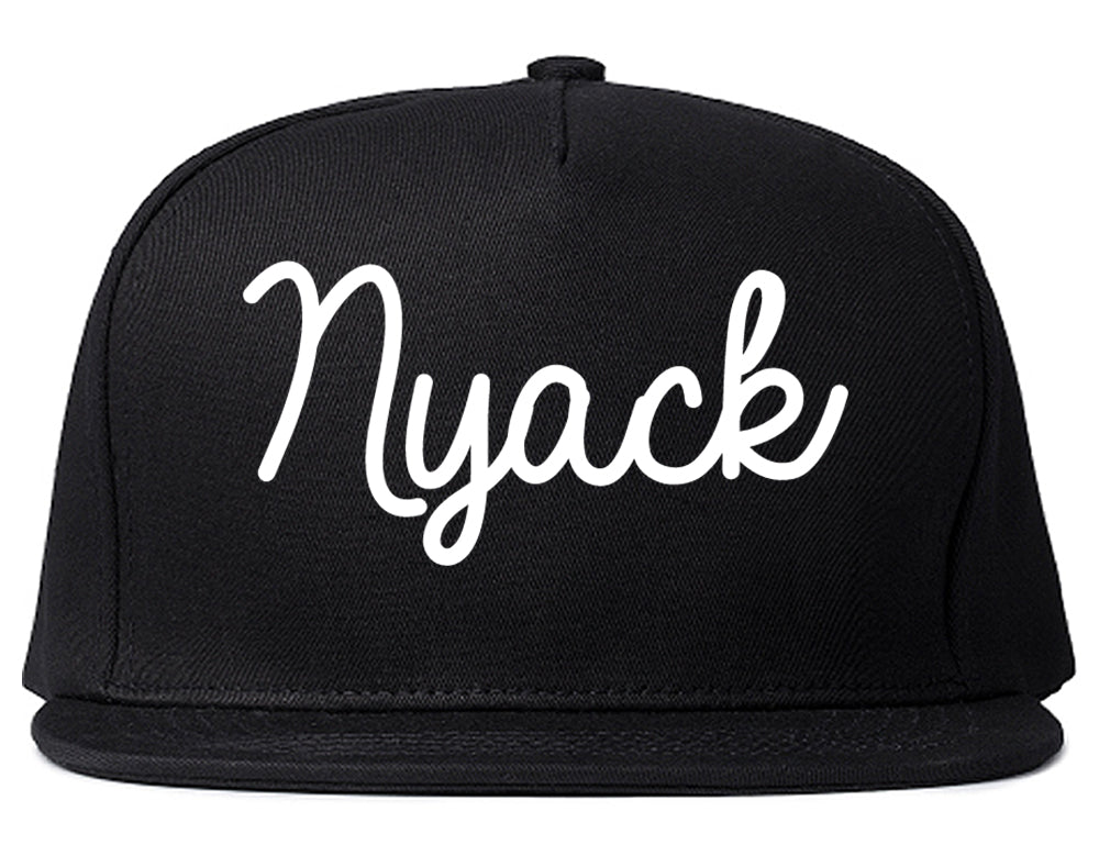 Nyack New York NY Script Mens Snapback Hat Black