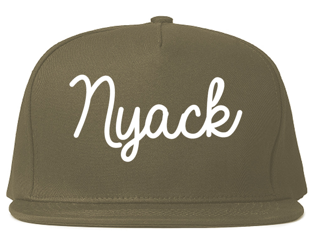Nyack New York NY Script Mens Snapback Hat Grey