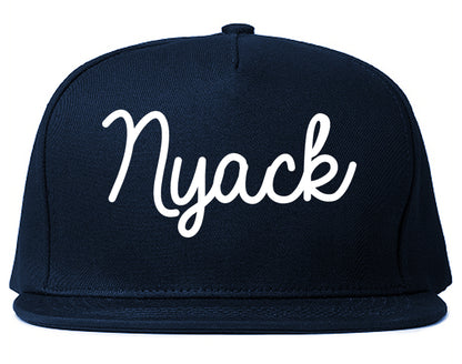 Nyack New York NY Script Mens Snapback Hat Navy Blue