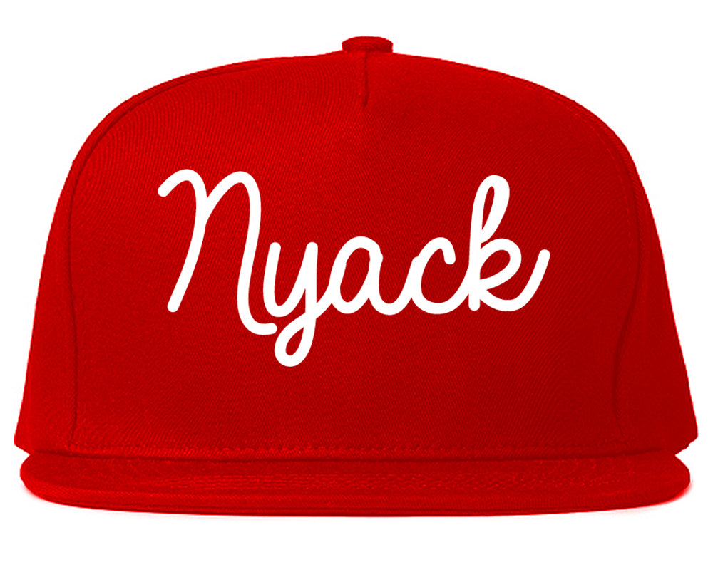 Nyack New York NY Script Mens Snapback Hat Red
