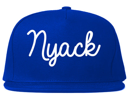 Nyack New York NY Script Mens Snapback Hat Royal Blue