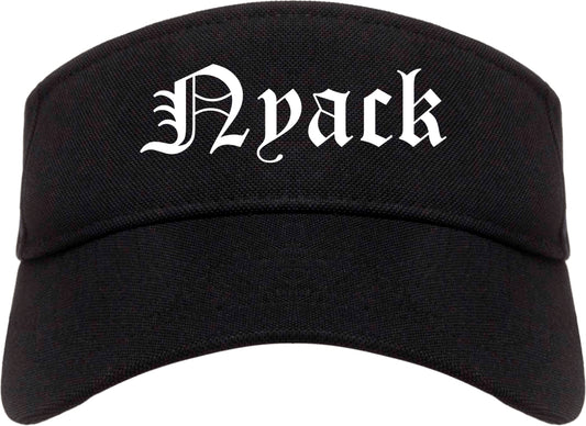 Nyack New York NY Old English Mens Visor Cap Hat Black