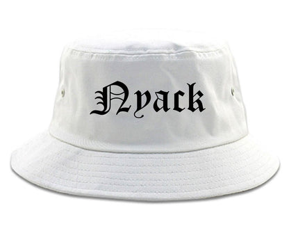 Nyack New York NY Old English Mens Bucket Hat White