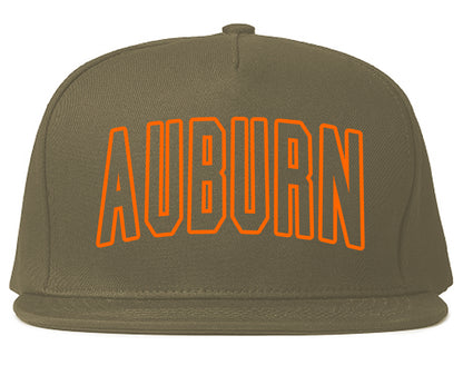 ORANGE Auburn Alabama Outline Mens Snapback Hat Grey